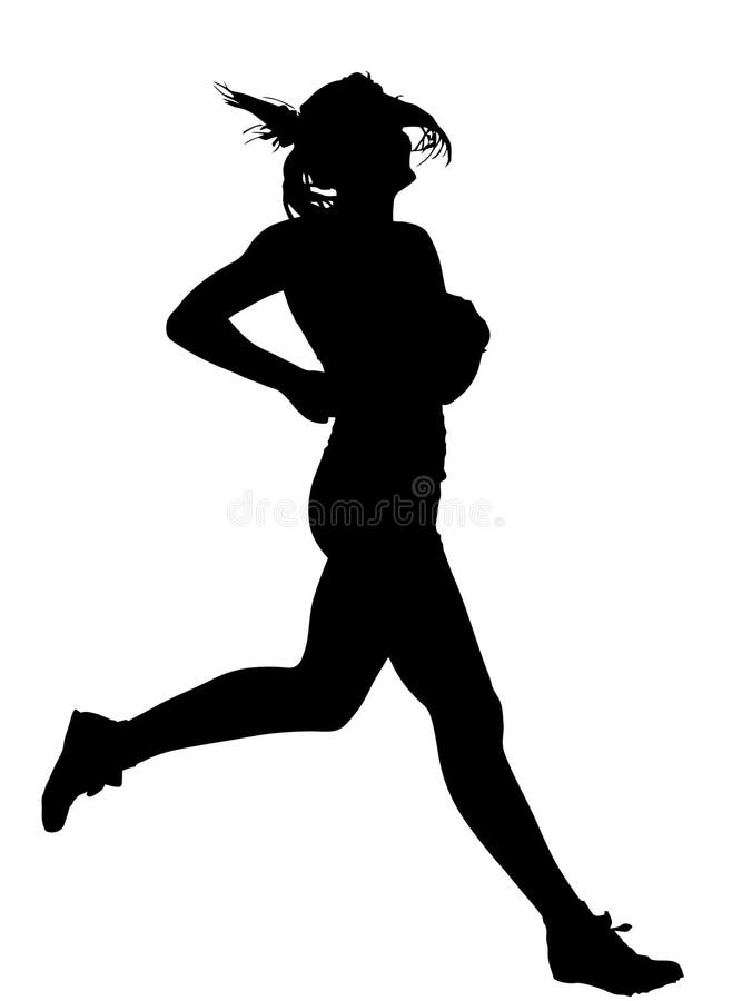 Side Profile of Speeding Female Track Runner Finishing Silhouette. Side Profile of Speeding Female Track Runner Finishing Silhouette