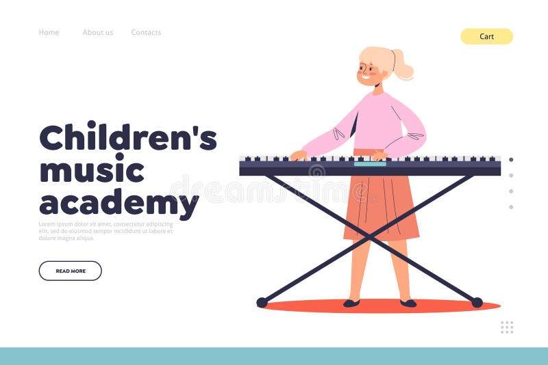 Teclado infantil rosa meninas dos desenhos animados sintetizador musical  ilustração vetorial