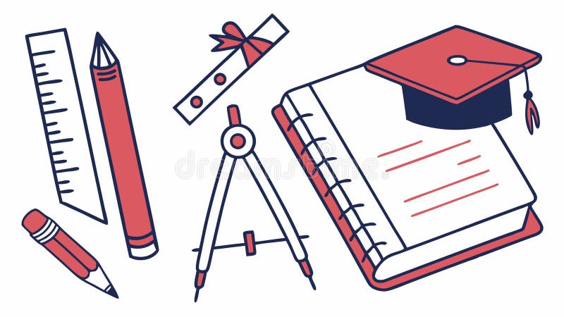 Academic Milestone with Graduation Cap and Study Tools, vector design Generative AI royalty free illustration