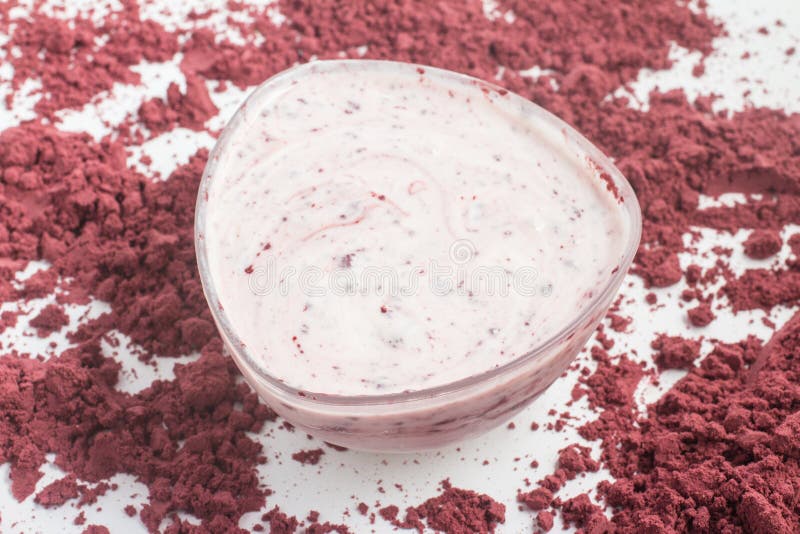 Acai Powder with Yogurt into a Bowl Stock Photo Image of berry