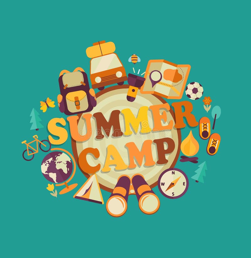 Acampamento de verão, vetor ilustração stock Acampamento de verão, vetor ilustração stock