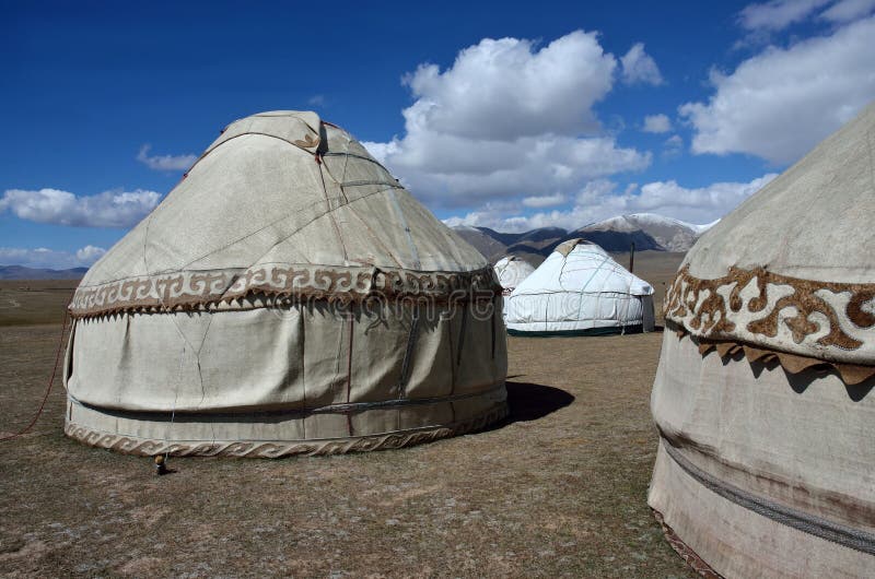 Yurt camp at Son-Kul last lake,Tian Shan mountains with beautiful traditional nomadic houses, Kyrgyzstan. Yurt camp at Son-Kul last lake,Tian Shan mountains with beautiful traditional nomadic houses, Kyrgyzstan