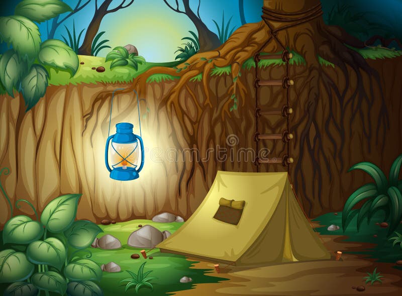 Acampamento na selva ilustração royalty free Acampamento na selva ilustração royalty free