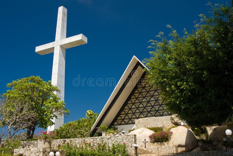 Acapulco Cross and Church stock photo