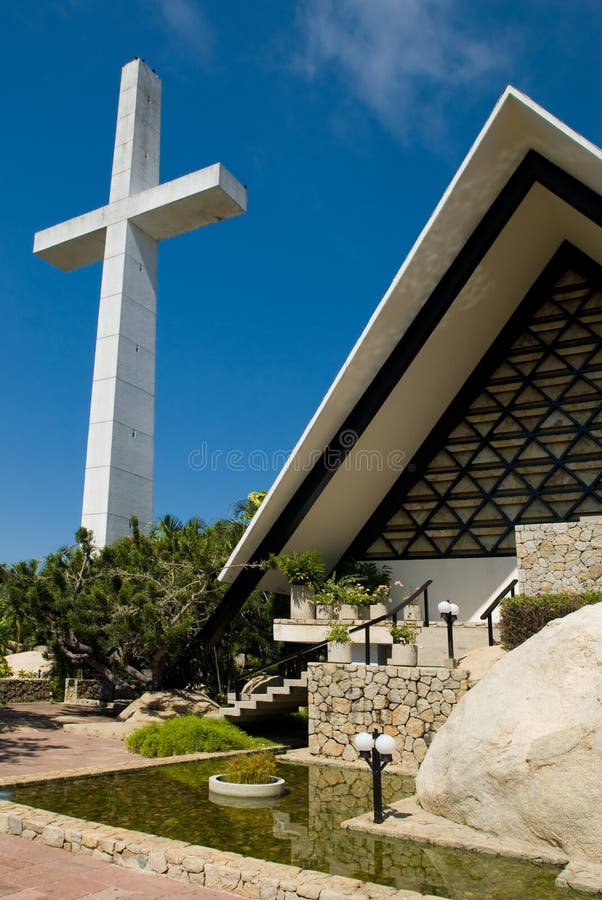 Acapulco Cross and Church stock image