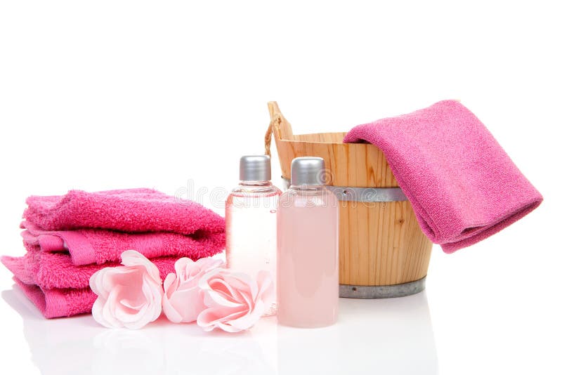 Accesorio rosado del baño para la sauna o el balneario
