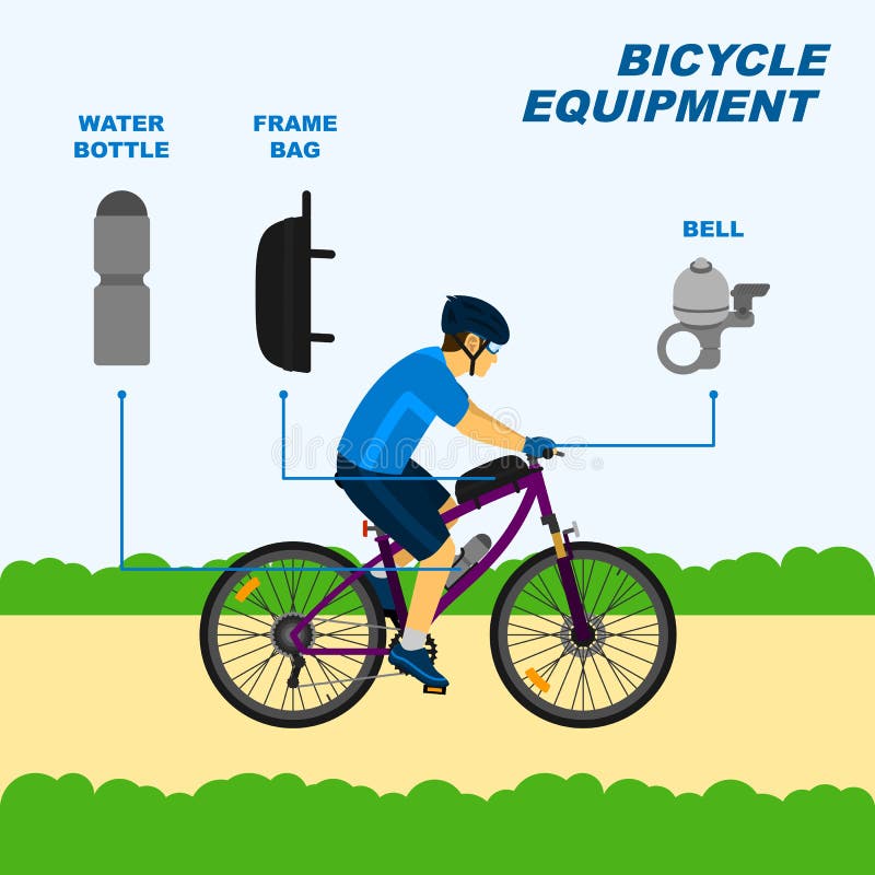Bicicletas o accesorios para bicicletas. Casco, guantes y una botella de  agua Imagen Vector de stock - Alamy