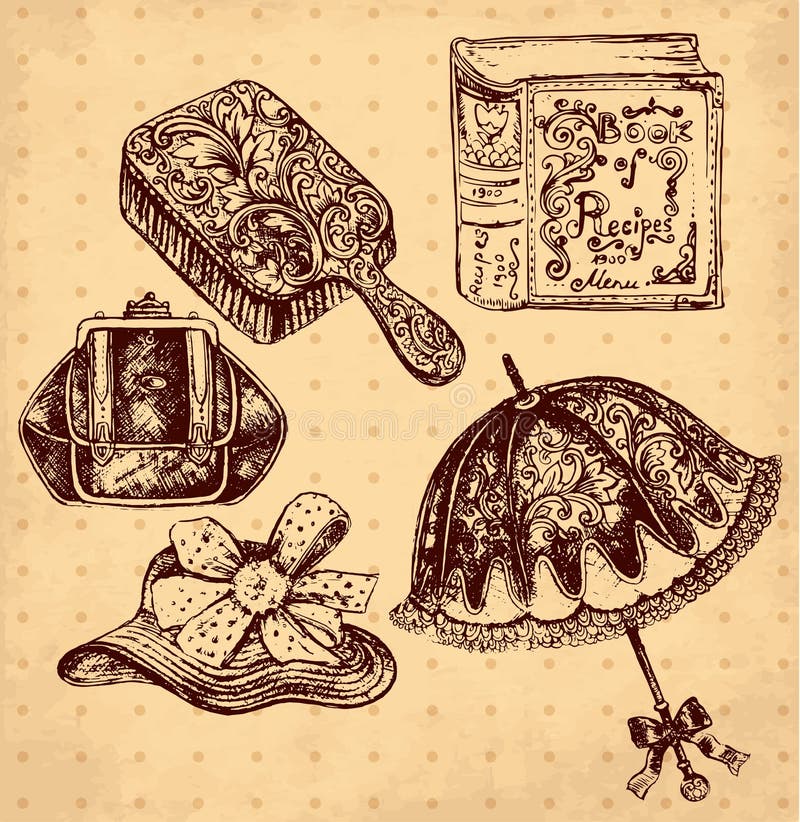 Colección de accesorios de viaje dibujados a mano