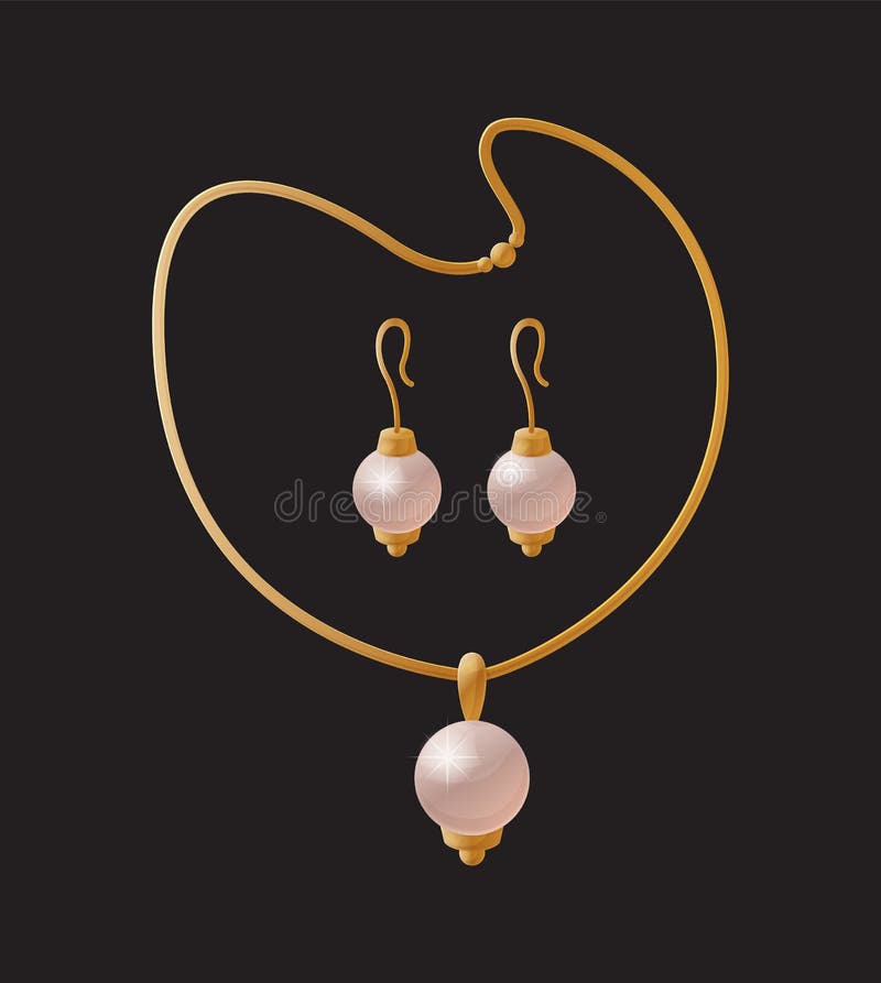 Accesorios de oro de los pendientes elegantes de la perla del collar libre illustration Accesorios de oro de los pendientes elegantes de la perla del collar libre illustration