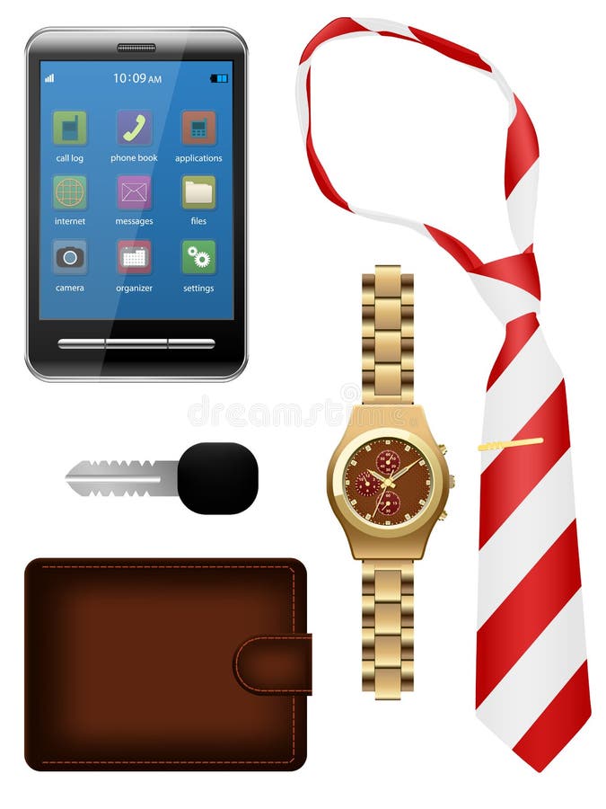 Accesorios del hombre de Bussiness fijados stock de ilustración Accesorios del hombre de Bussiness fijados stock de ilustración