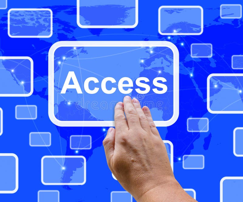 Access Button Over Map Showing Permission And Security royalty free illustration