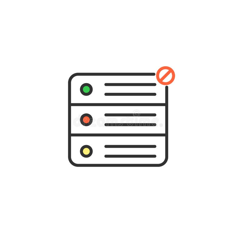 Accesso negato al server o all'icona dati. concetto di hosting dei centri dati. annullamento database predefinito database bloccat royalty illustrazione gratis