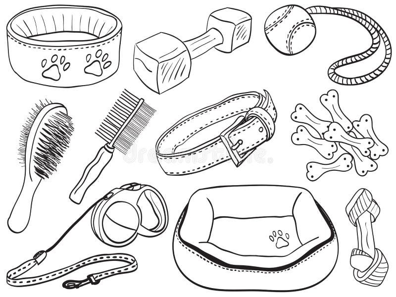 Accessoires de crabot - illustration de matériel d'animal familier illustration libre de droits Accessoires de crabot - illustration de matériel d'animal familier illustration libre de droits