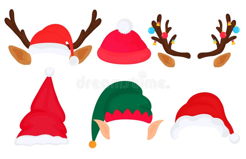 Accessoires De Noël. Bois De Cerf Avec Chapeau Elfe De Guirlande Légère Et  Oreilles Illustration Stock - Illustration du bandeau, tête: 235017174