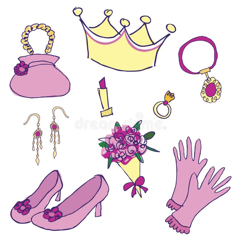 Icônes D'accessoires De Princesse Réglées, Style D'ensemble Illustration de  Vecteur - Illustration du château, isolement: 93445806