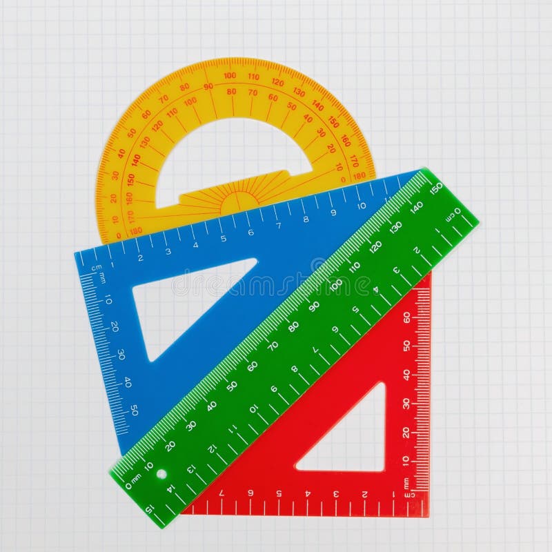 School Tools Triangle, Ruler, Protractor. Stock Photo Image of