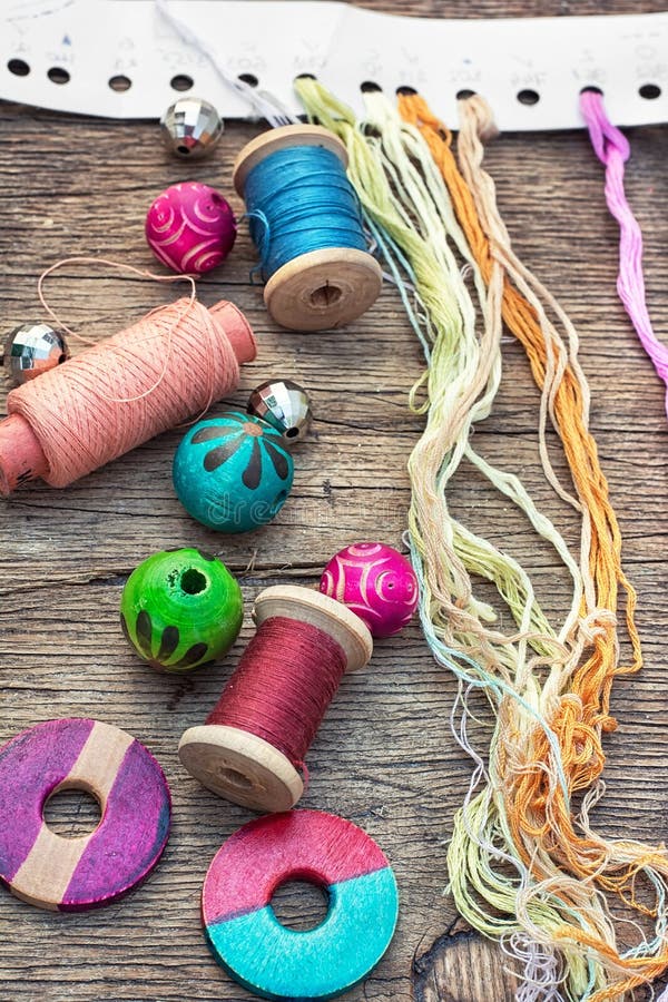 Accessories for needlework stock photo. Image of necklace 59217788