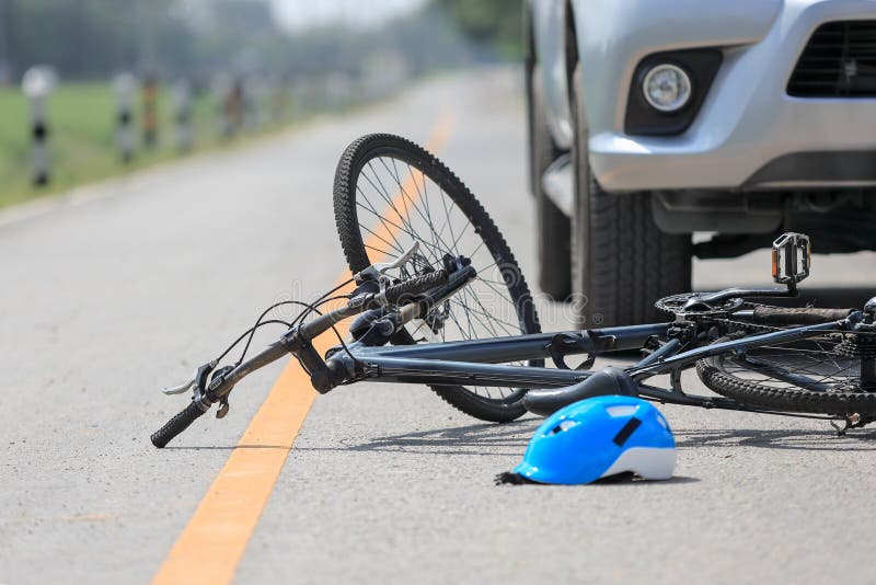 Accident Car Crash with Bicycle on Road Stock Image Image of damage