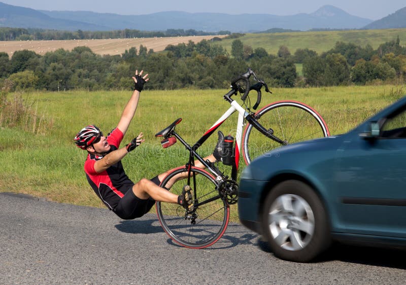 Accident cars with biker.