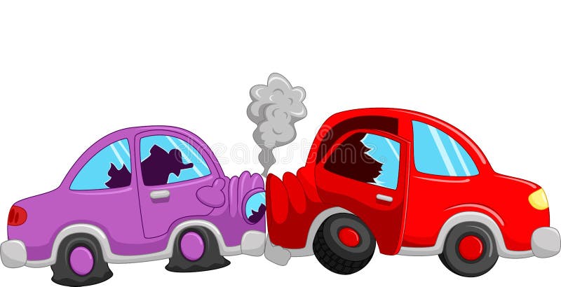 Accident de voiture de bande dessinée illustration stock Accident de voiture de bande dessinée illustration stock