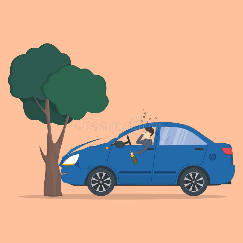 Accident de voiture ivre illustration stock Accident de voiture ivre illustration stock