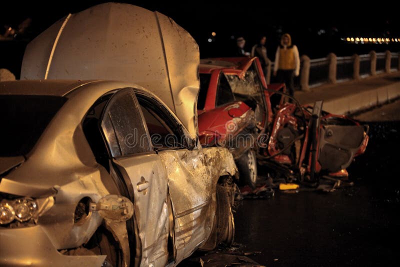 Accident at night road stock photo. Image of danger, driving 34759734