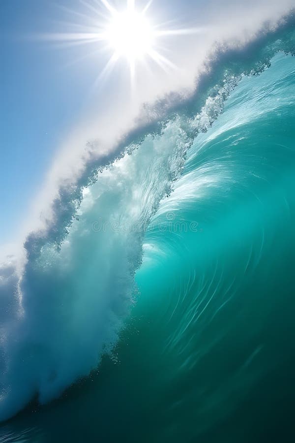 Acción de olas de surf fotografía de naturaleza oceánica luz solar brillante visión del agua libre illustration
