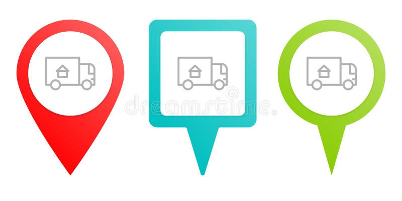 Accommodation, moving, relocation, pin vector icon. Multicolor pin vector icon, diferent type map and navigation point stock illustration