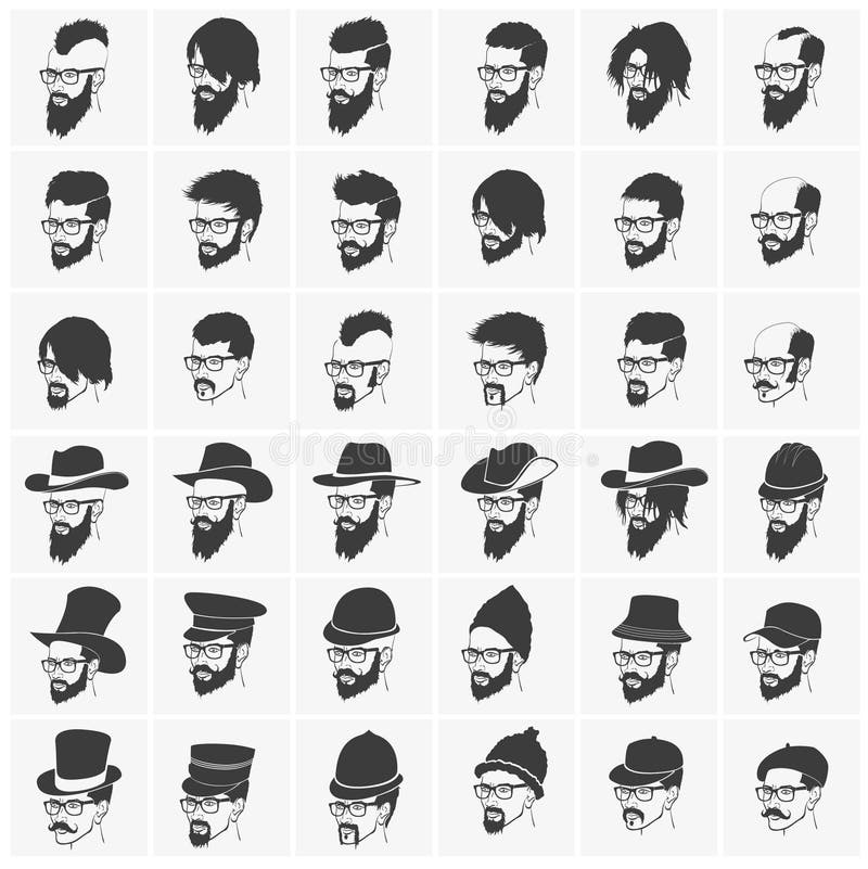 Acconciature Con Un Uso Dei Baffi E Della Barba Illustrazione Vettoriale Illustrazione Di Testa Goatee