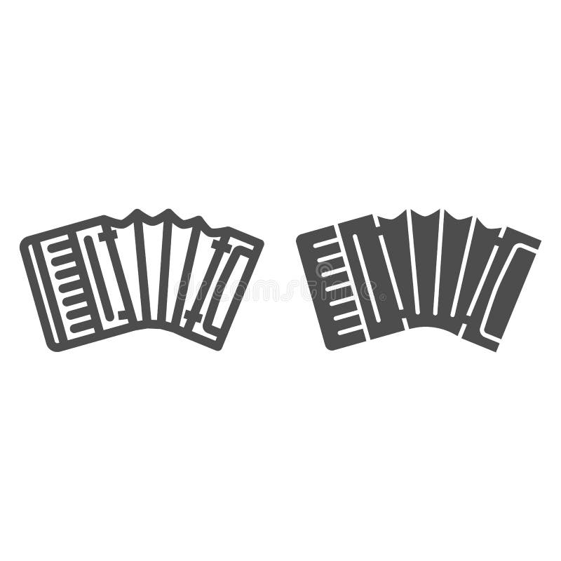 Accordion line and solid icon, Music instruments concept, Classical bayan sign on white background, harmonic icon in royalty free illustration