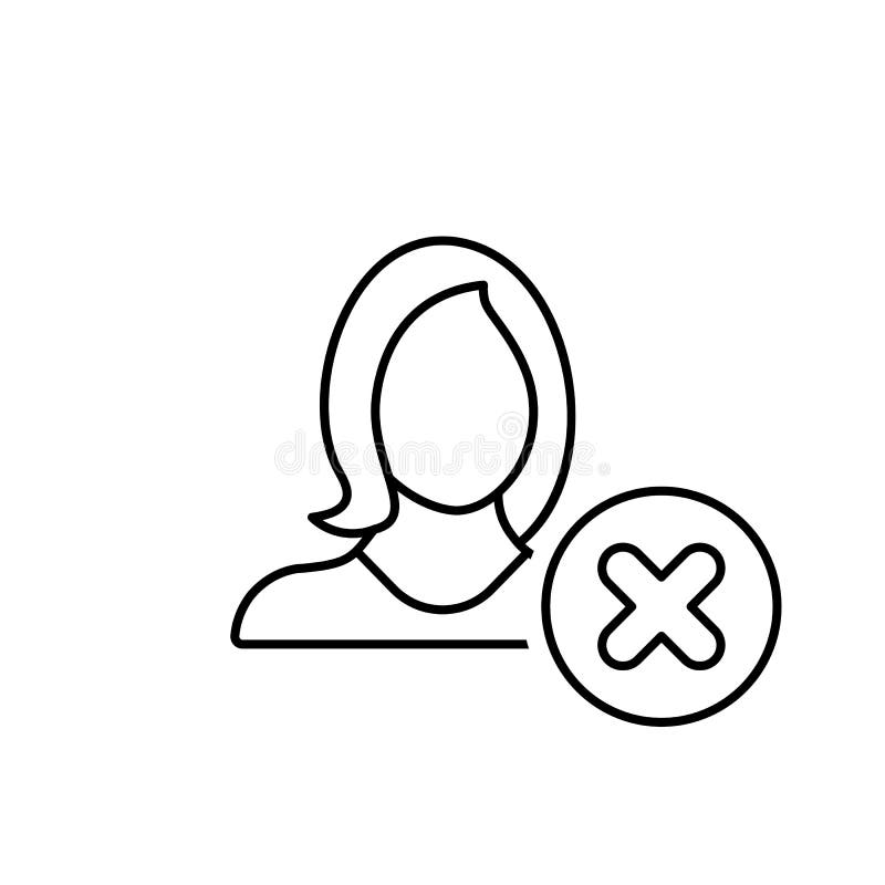 Account, close, contact, delete, remove, user, woman icon vector illustration