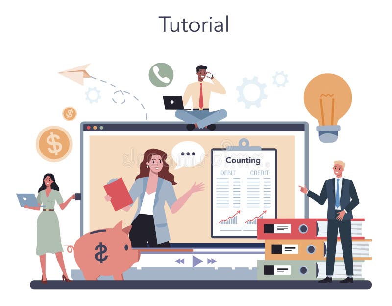 Accountant Office Manager Online Service or Platform. Concept Stock