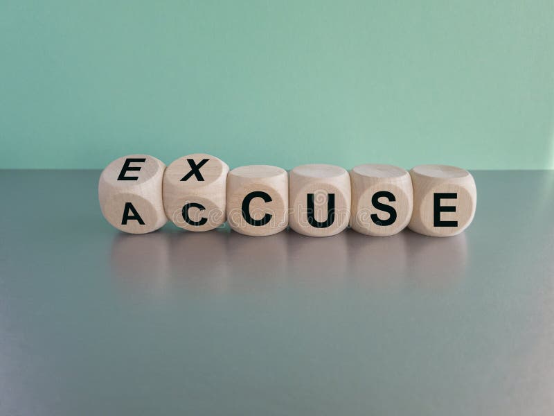 Accuse and Excuse Symbol Turned Cubes and Changes the Word Accuse To