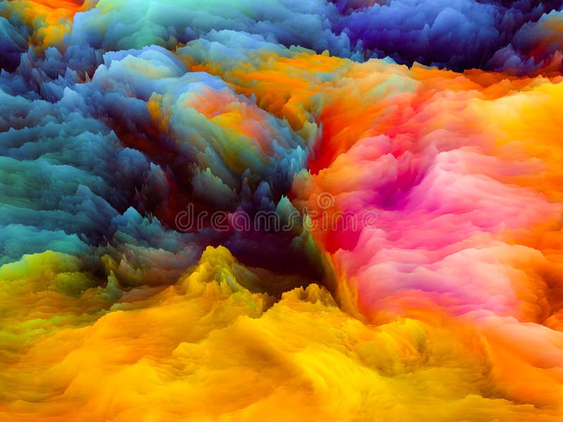 Accélération de la croissance de peinture. Toile de série étroite Composition du rendu 3d de la peinture colorée fractale pour le sujet de la conception, de la créativité et de l'art
