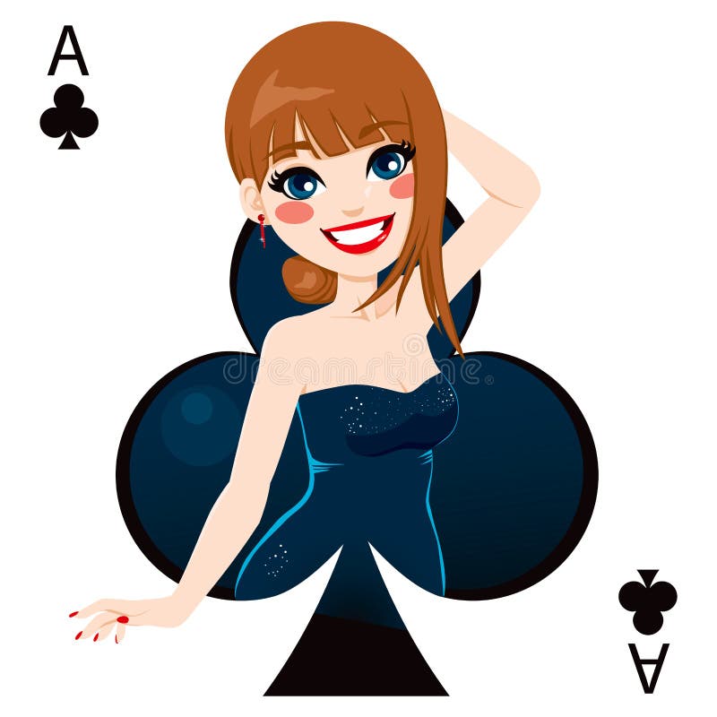 Ace Of Clubs stock vector. Illustration of happy, female - 40983148