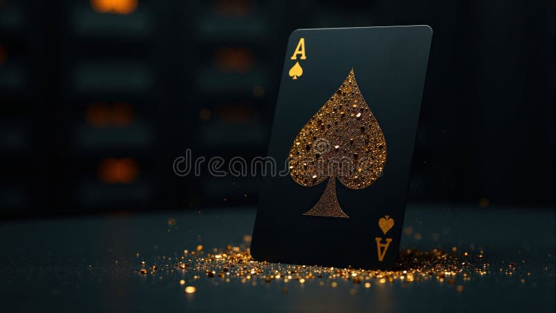 Ace de aur de pică carte de joc stock illustration