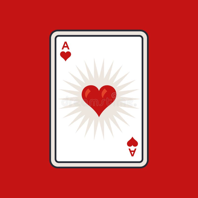 Ace of Hearts on a Red Background. Stock Vector - Illustration of