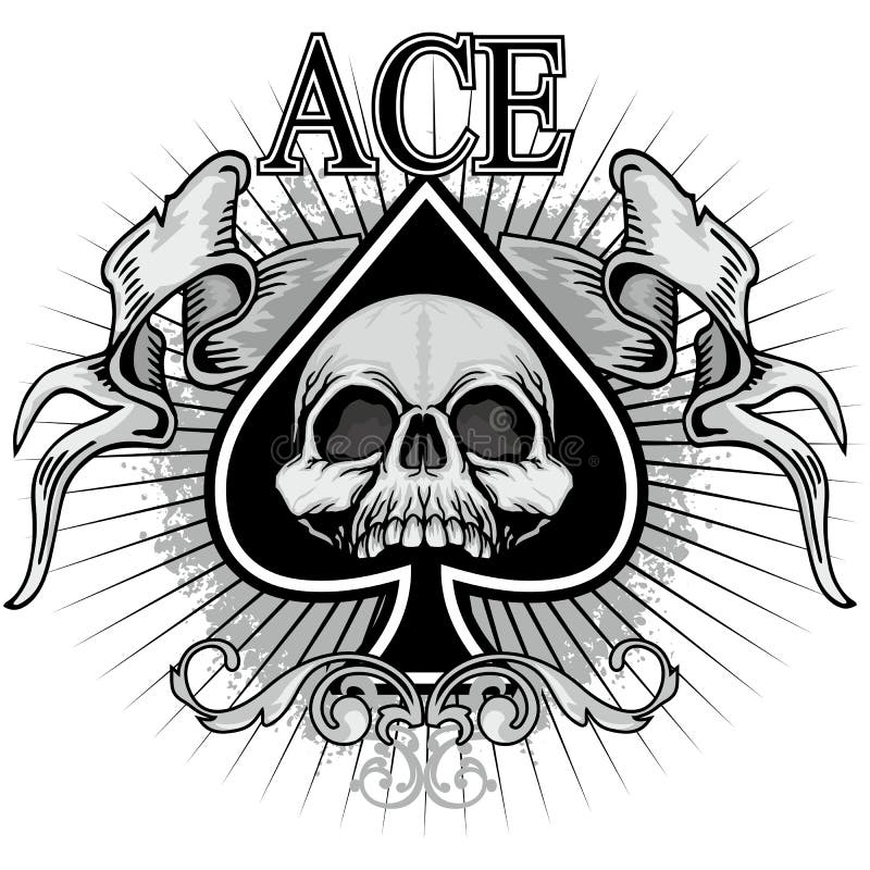 Ace of spades with skull stock illustration. Illustration of angel