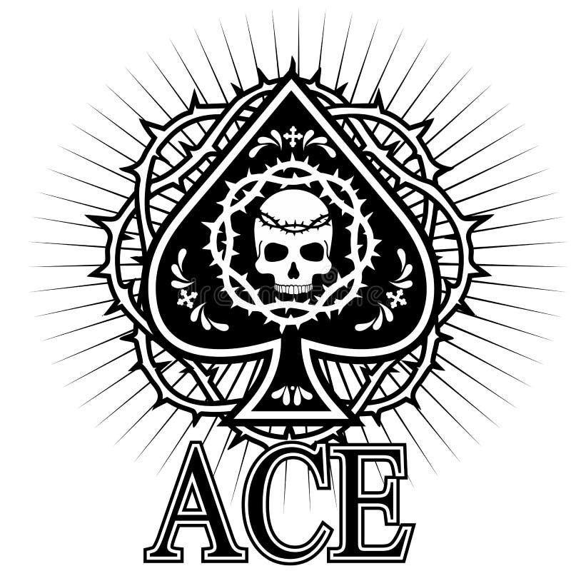Ace of spades with skull stock vector. Illustration of ghost - 90955021