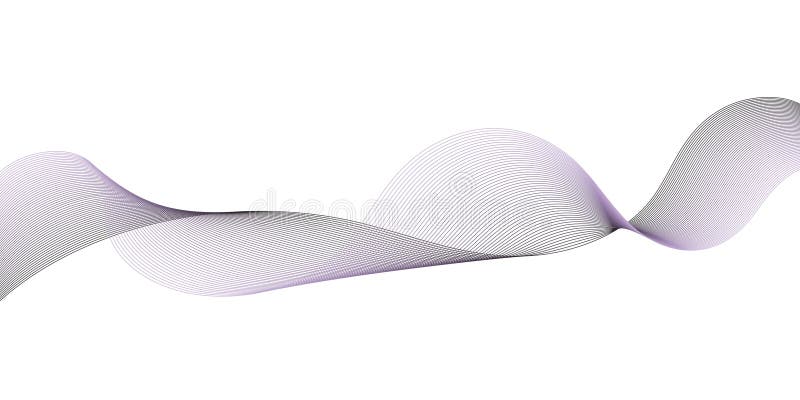 Această imagine prezintă valuri violet abstracte curgătoare elegante compuse din linii întrețesute pe un fundal alb stock illustration