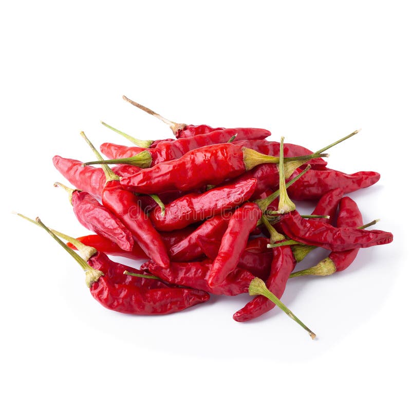 Aceite Rojo Seco O Chile Cayenne Aislado De Fondo Blanco Foto de