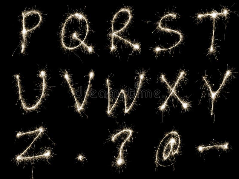 Capital letters R to Z written in sparkler trails, other letters numbers and symbols available separately. Capital letters R to Z written in sparkler trails, other letters numbers and symbols available separately