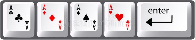 aces покер клавиш на клавиатуре руки компьютера 4 иллюстрация штока aces покер клавиш на клавиатуре руки компьютера 4 иллюстрация штока