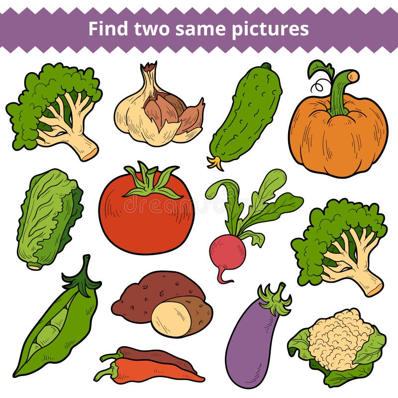 Achado dois as mesmas imagens Jogo do vetor dos vegetais ilustração royalty free Achado dois as mesmas imagens Jogo do vetor dos vegetais ilustração royalty free