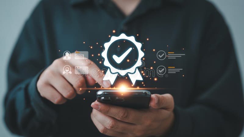 Achieving business excellence with quality assurance and iso certification standards online now available vector illustration