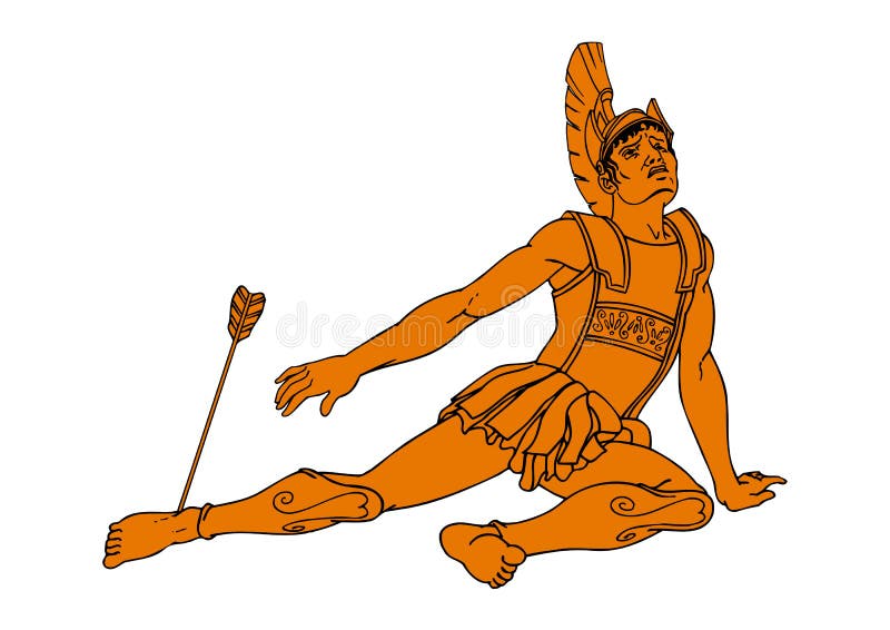 Achilles Wounded by an Arrow Stock Illustration - Illustration of
