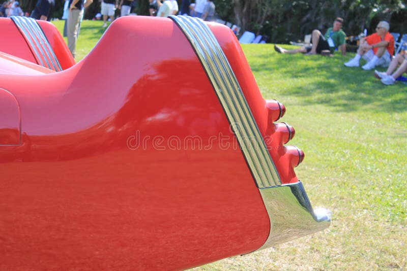 Achterdetails zeldzame Duitse auto met tailfins royalty-vrije stock fotografie Achterdetails zeldzame Duitse auto met tailfins royalty-vrije stock fotografie