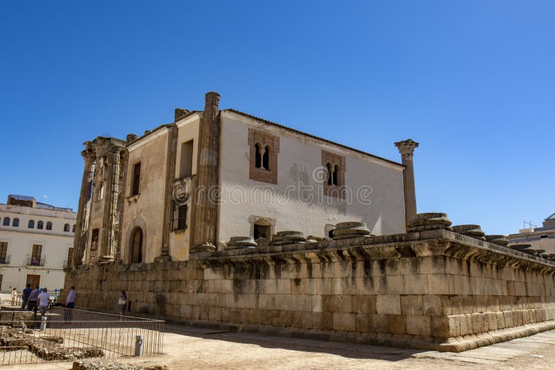 Achtereind van Tempel van Diana, Merida, Spanje royalty-vrije stock afbeelding Achtereind van Tempel van Diana, Merida, Spanje royalty-vrije stock afbeelding