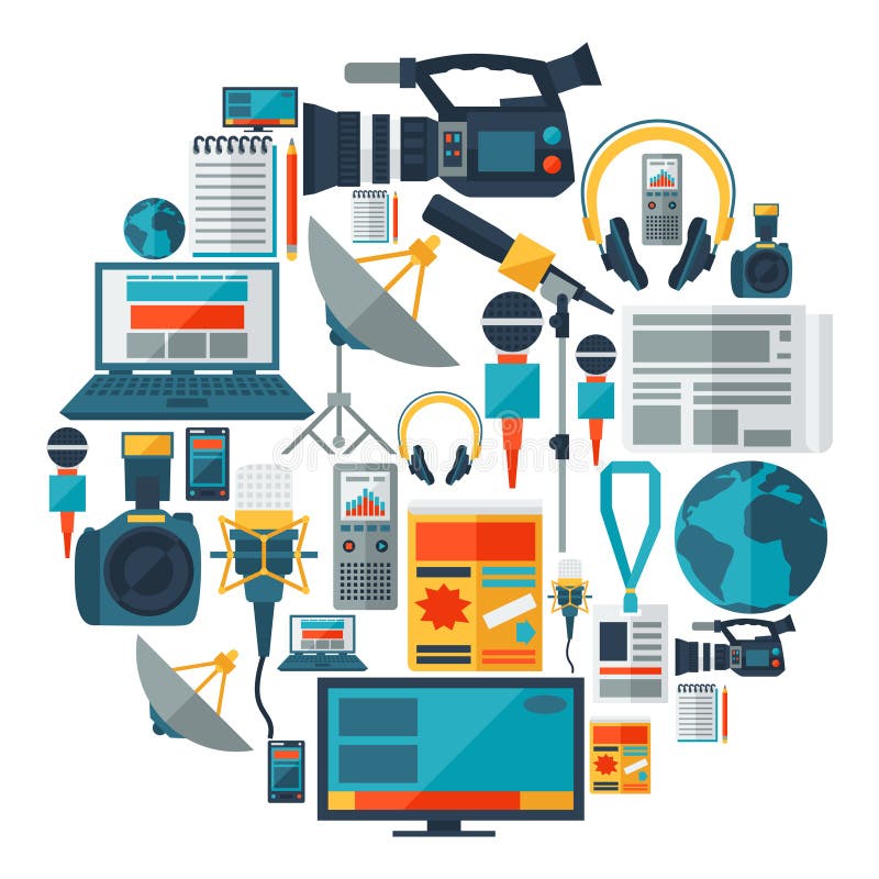 Achtergrond met journalistiekpictogrammen vector illustratie Achtergrond met journalistiekpictogrammen vector illustratie