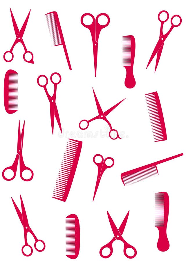 Achtergrond met roze kam en schaar stock illustratie Achtergrond met roze kam en schaar stock illustratie